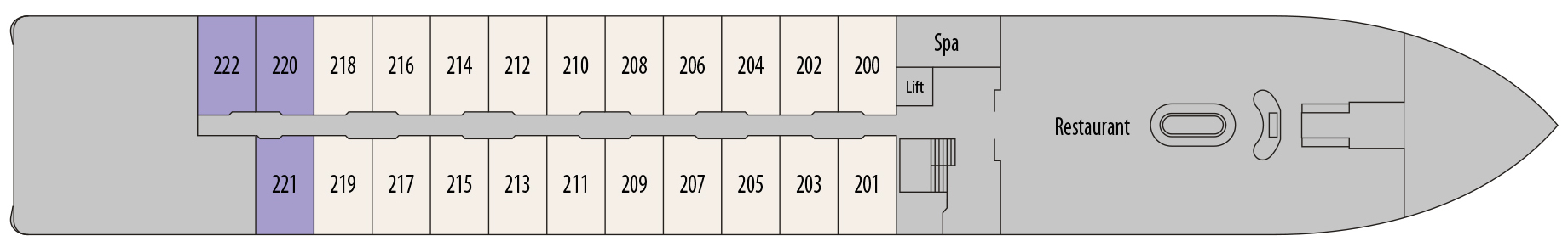 Middle Deck plan on MS Douro Elegance