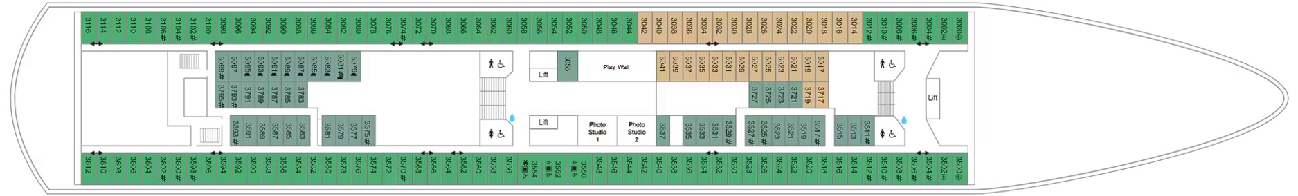 Deck 3 plan on Marella Discovery 2