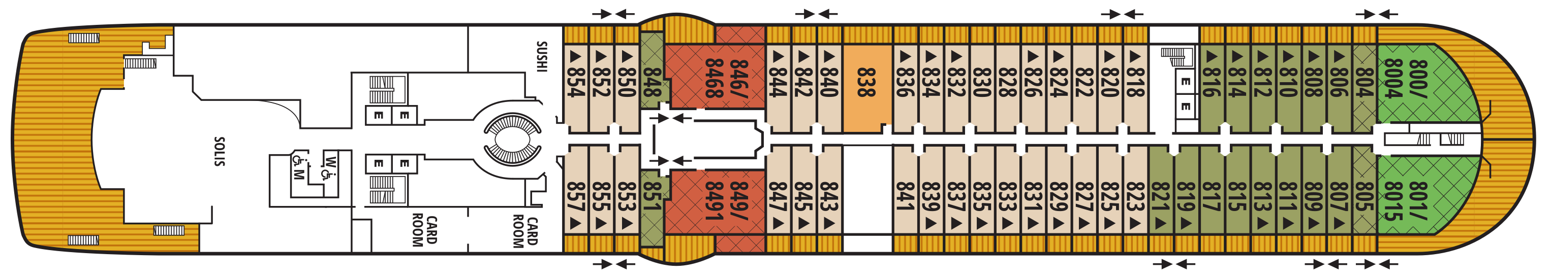Deck 8 plan on Seabourn Ovation