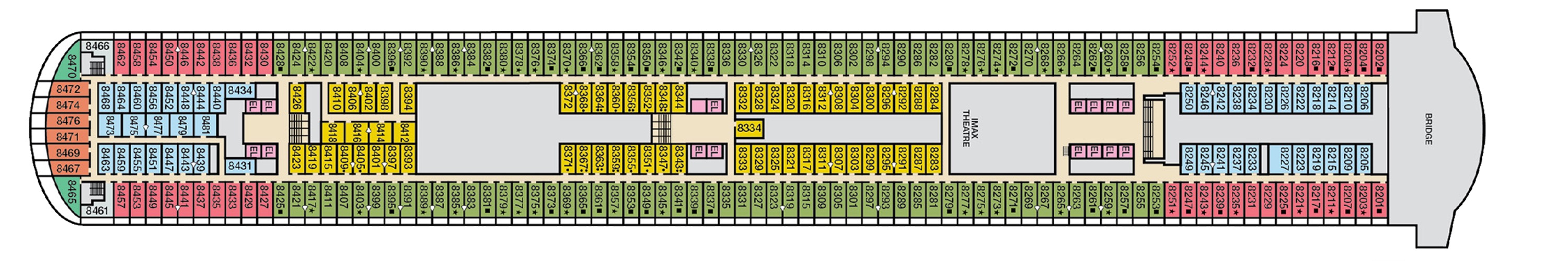 Deck 8 plan on Carnival Horizon