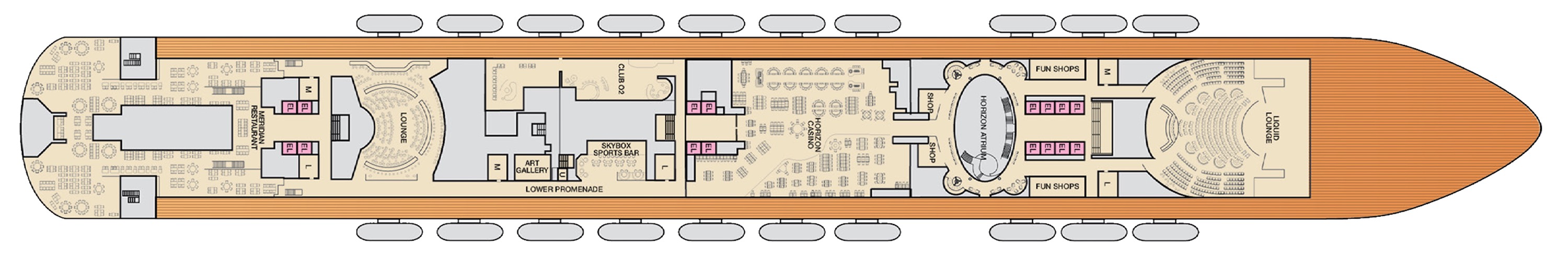 Deck 4 plan on Carnival Horizon