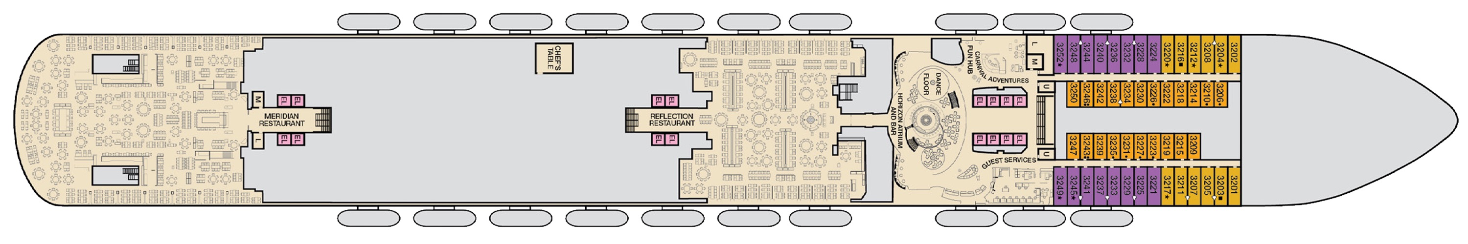 Deck 3 plan on Carnival Horizon