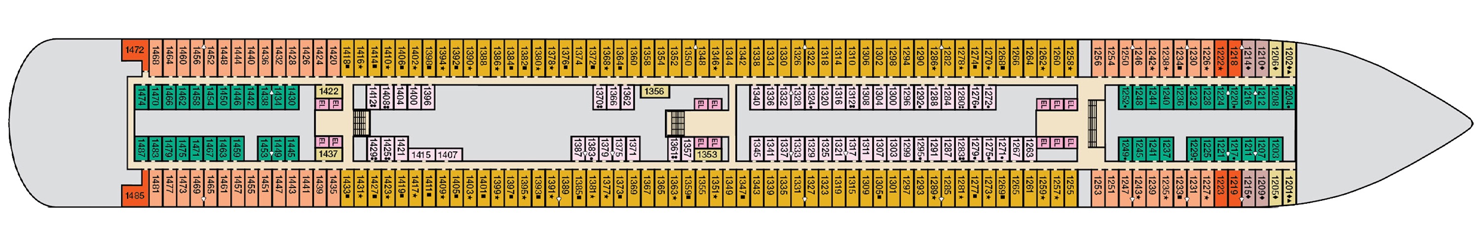 Deck 1 plan on Carnival Horizon