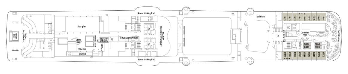 Deck 16 plan on MSC Bellissima