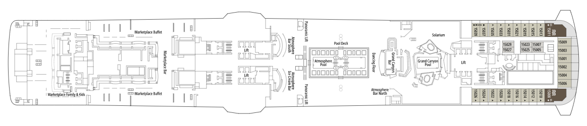 Deck 15 plan on MSC Bellissima