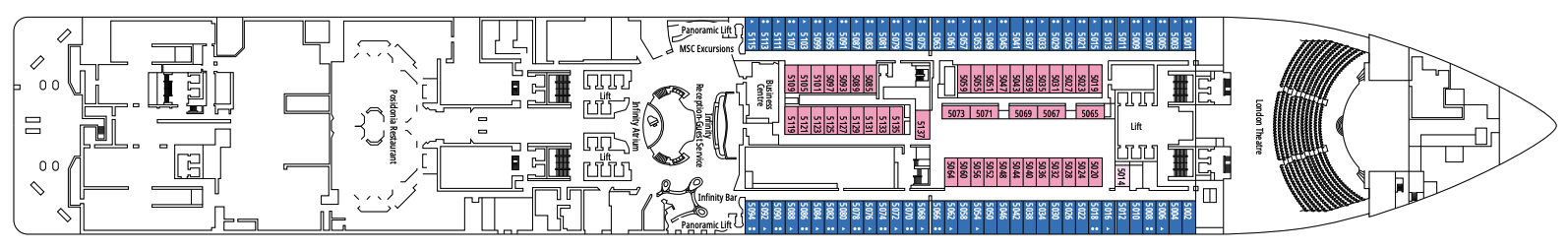 Deck 5 plan on MSC Bellissima