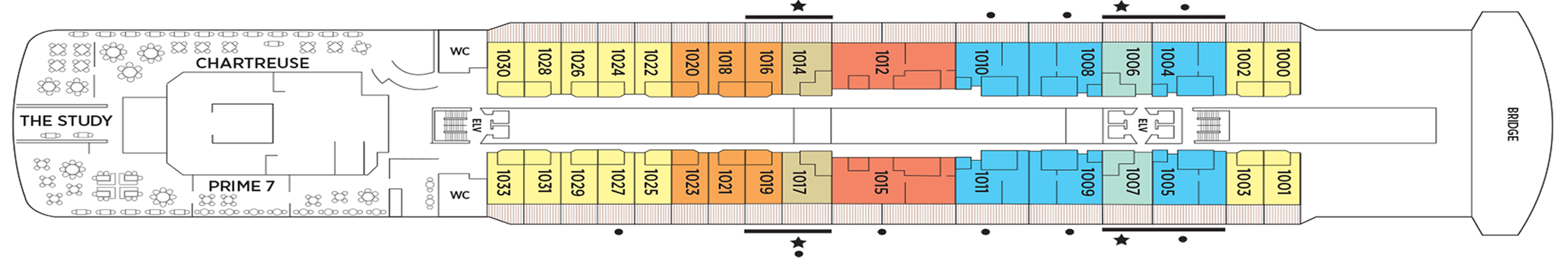 Deck 10 plan on Seven Seas Splendor