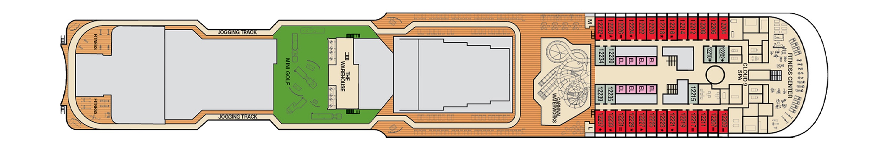Deck 12 plan on Carnival Venezia