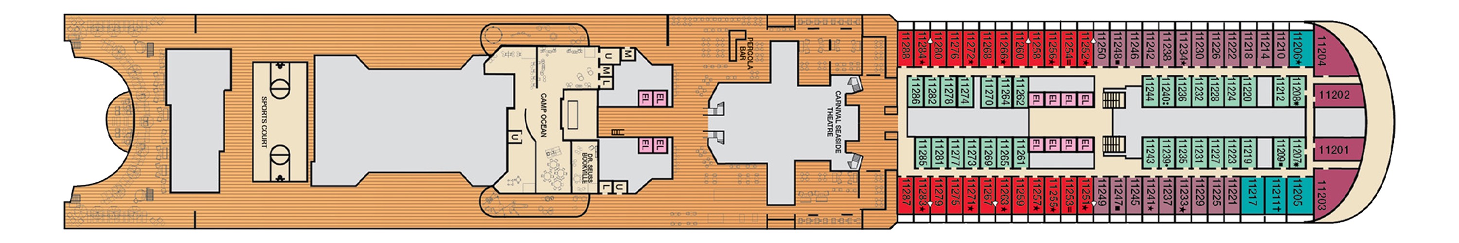 Deck 11 plan on Carnival Venezia