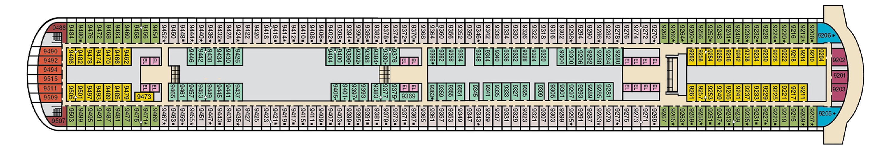 Deck 9 plan on Carnival Venezia