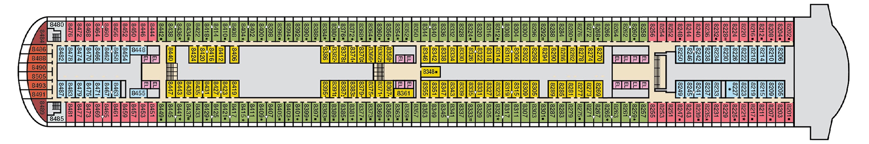 Deck 8 plan on Carnival Venezia