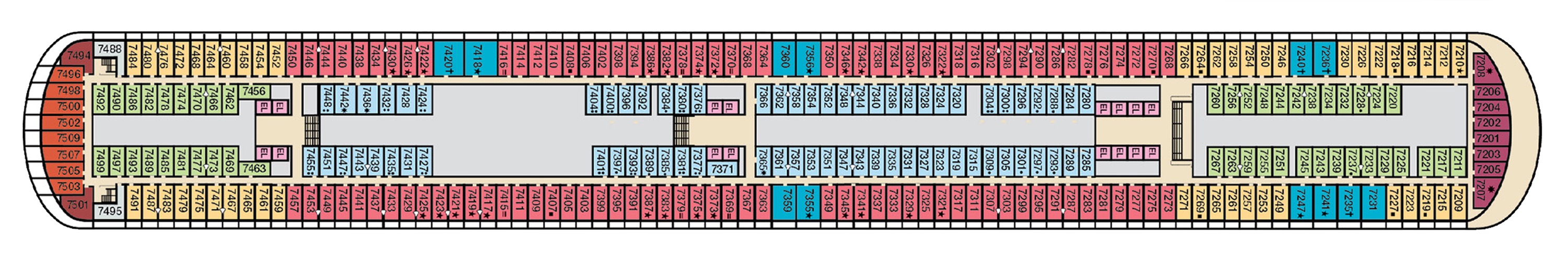 Deck 7 plan on Carnival Venezia