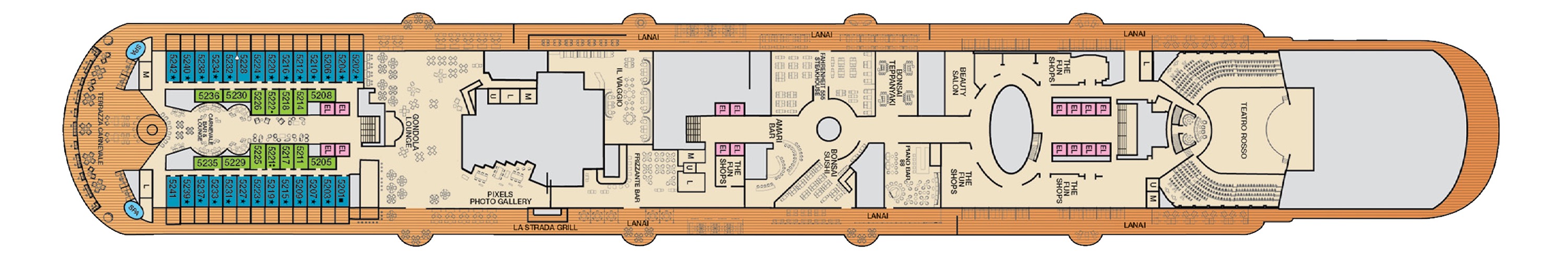 Deck 5 plan on Carnival Venezia