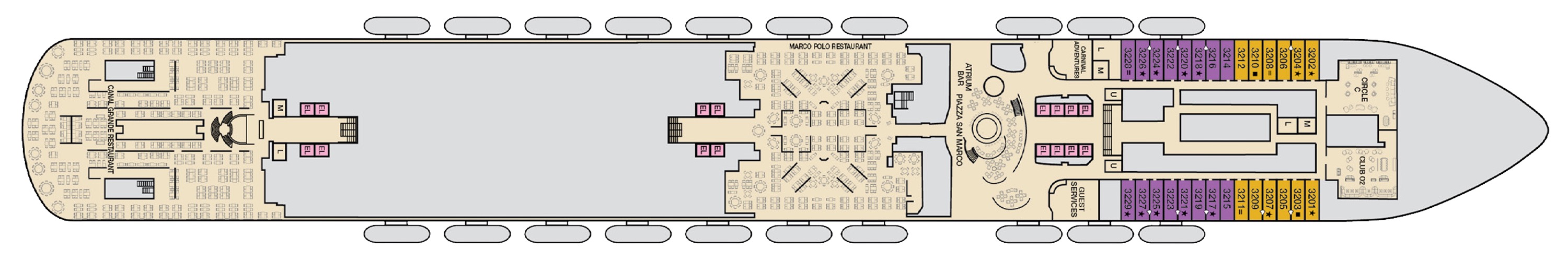 Deck 3 plan on Carnival Venezia