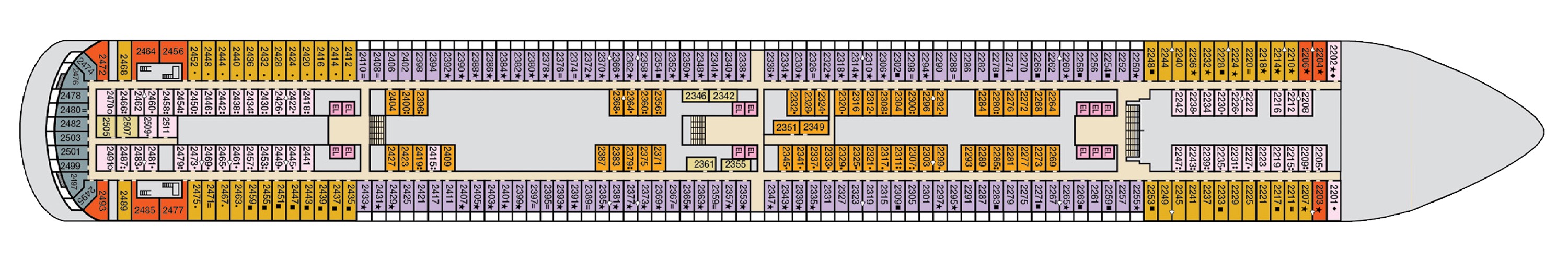 Deck 2 plan on Carnival Venezia