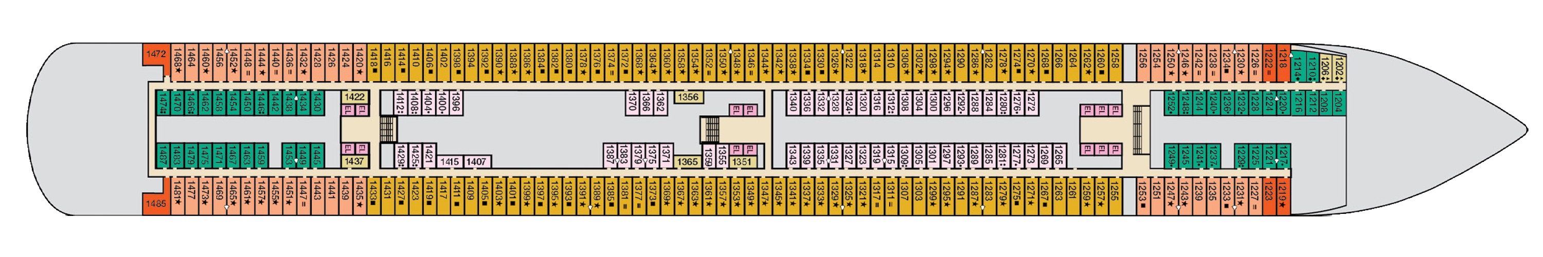 Deck 1 plan on Carnival Venezia