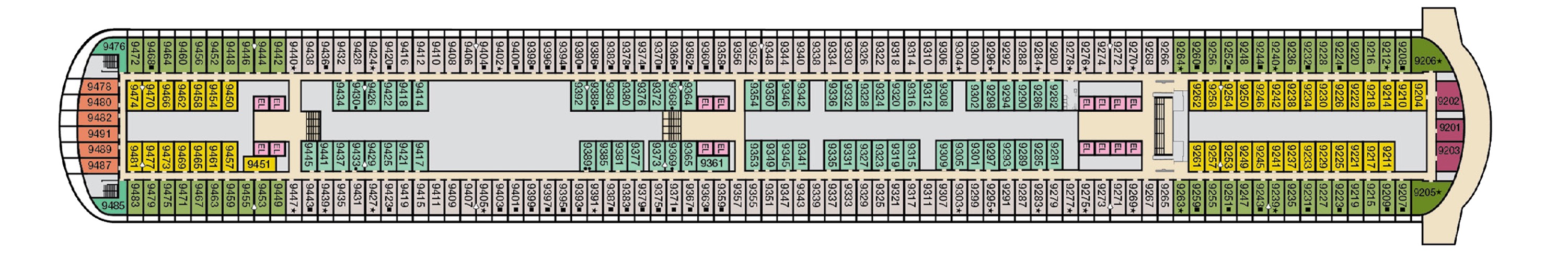 Deck 9 plan on Carnival Panorama