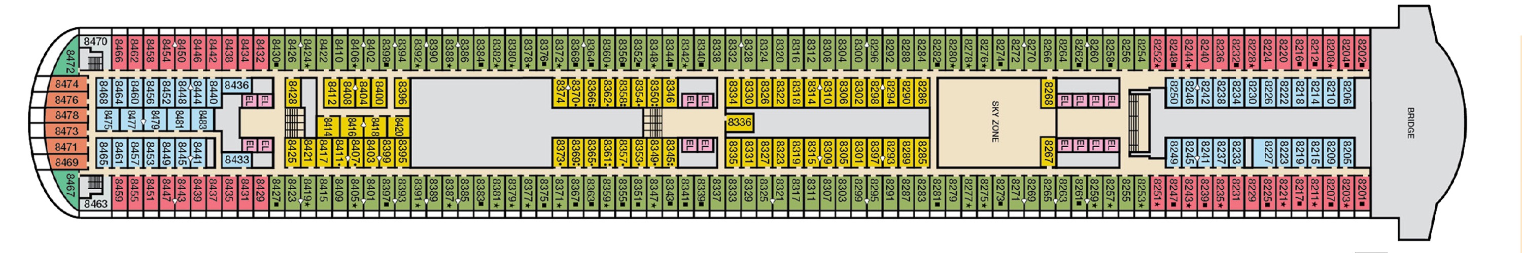 Deck 8 plan on Carnival Panorama