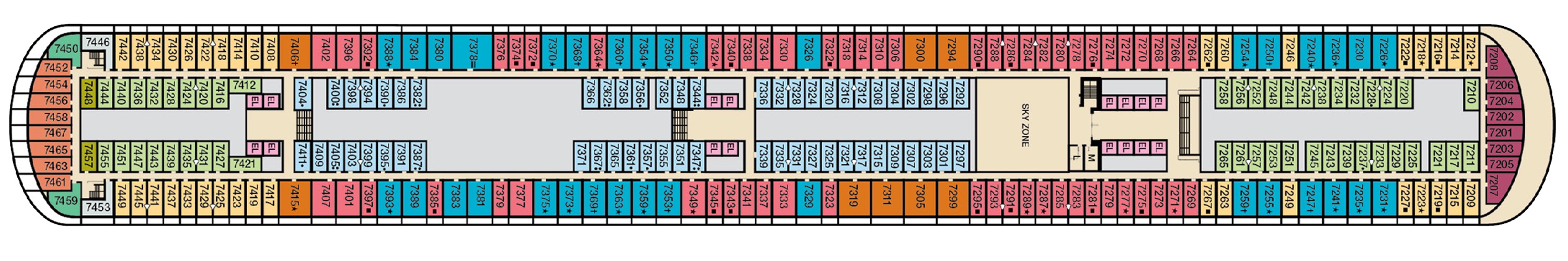 Deck 7 plan on Carnival Panorama