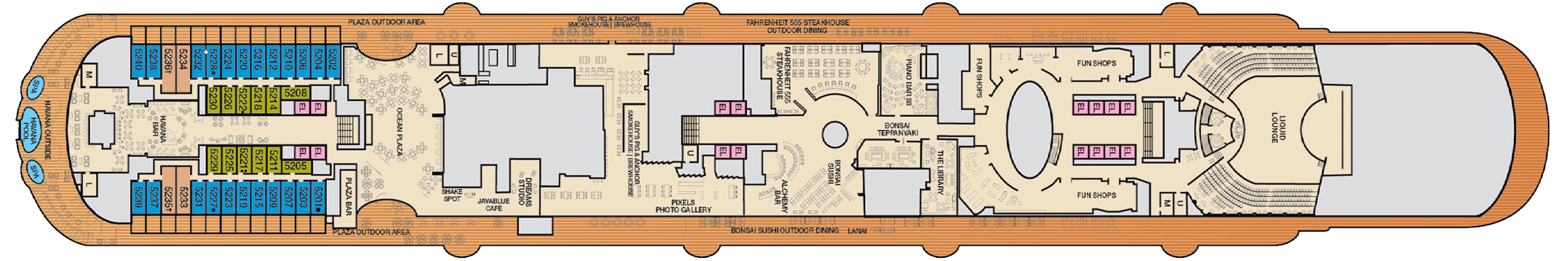 Deck 5 plan on Carnival Panorama