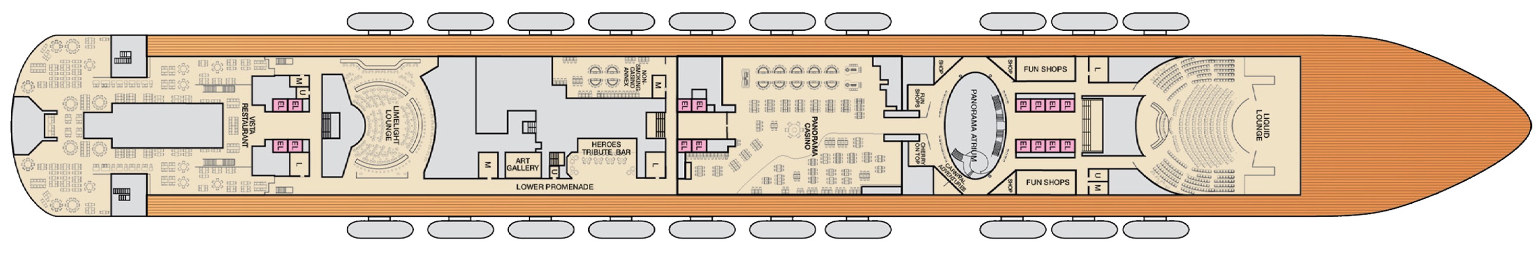 Deck 4 plan on Carnival Panorama
