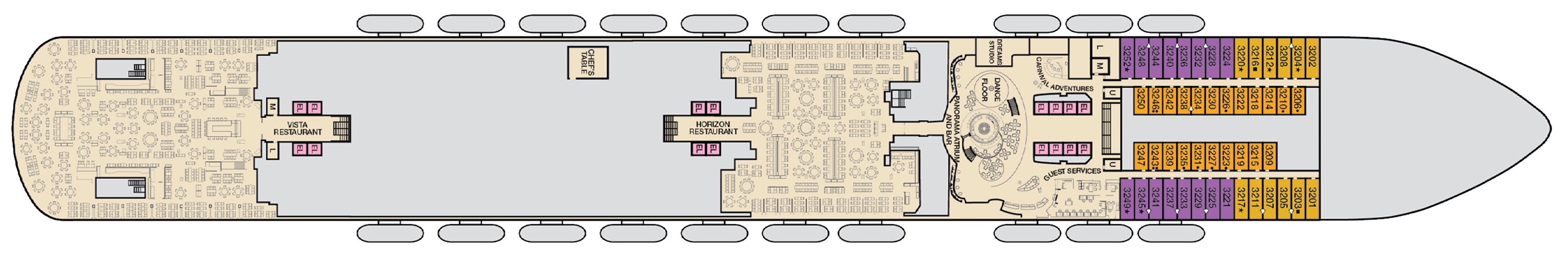 Deck 3 plan on Carnival Panorama