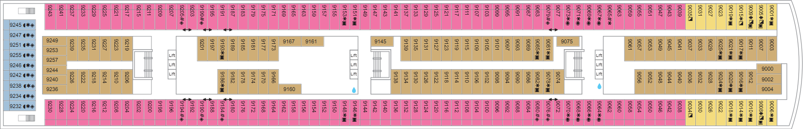 Deck 9 plan on Marella Explorer 2