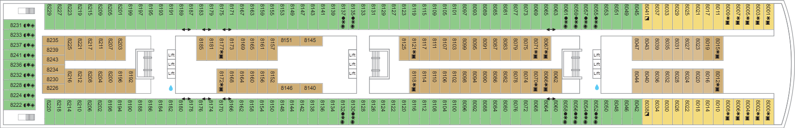 Deck 8 plan on Marella Explorer 2