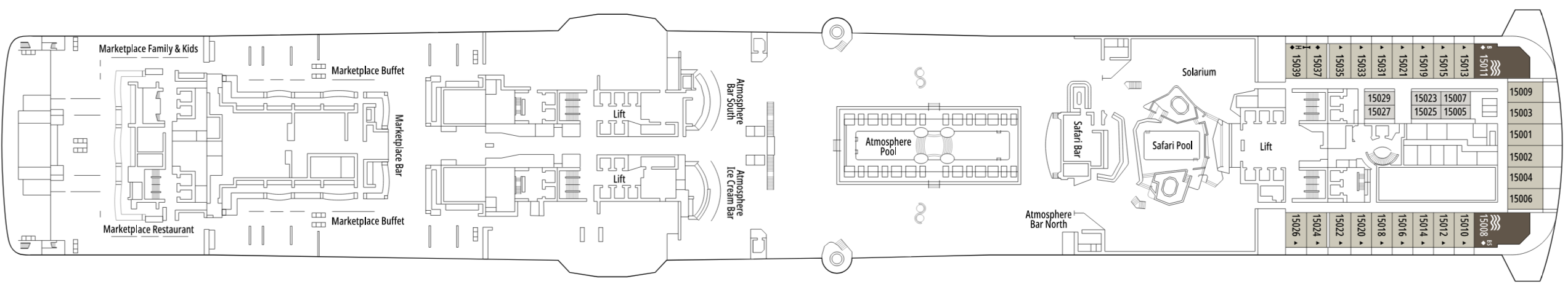 Deck 15 plan on MSC Grandiosa