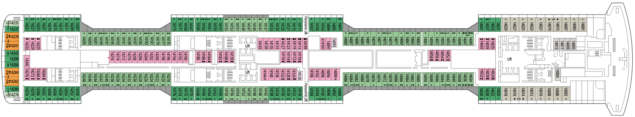 Deck 14 plan on MSC Grandiosa