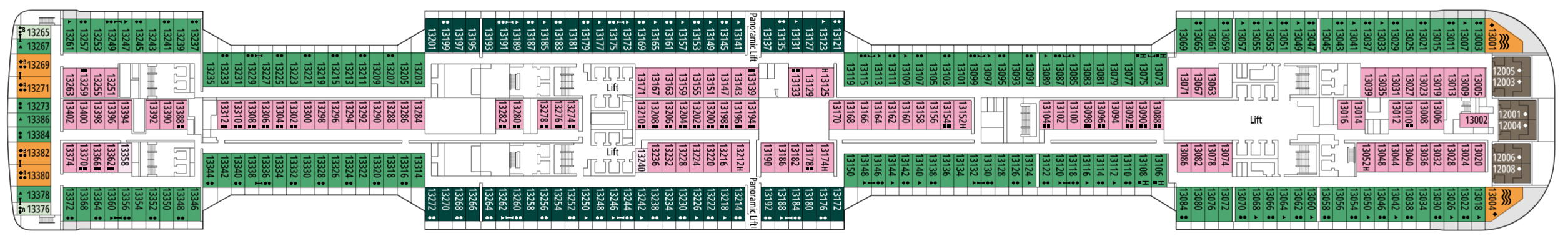 Deck 13 plan on MSC Grandiosa