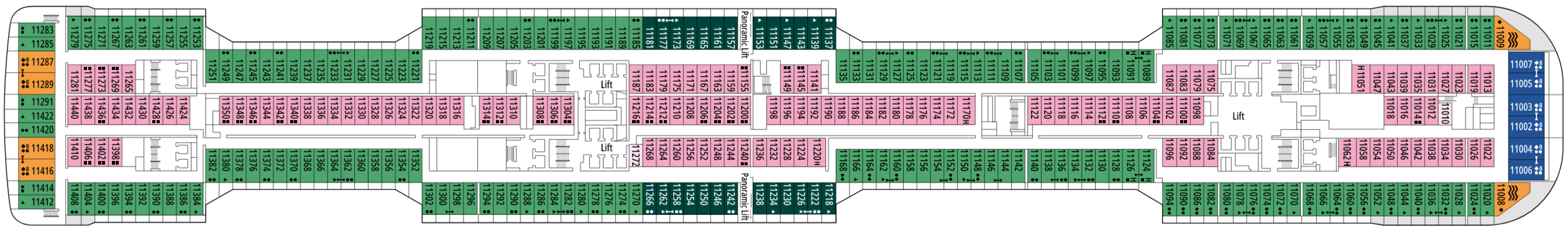 Deck 11 plan on MSC Grandiosa