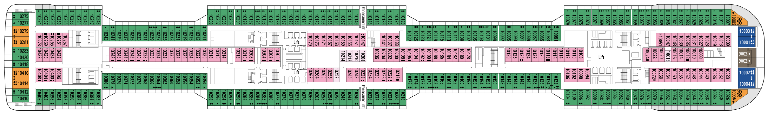 Deck 10 plan on MSC Grandiosa