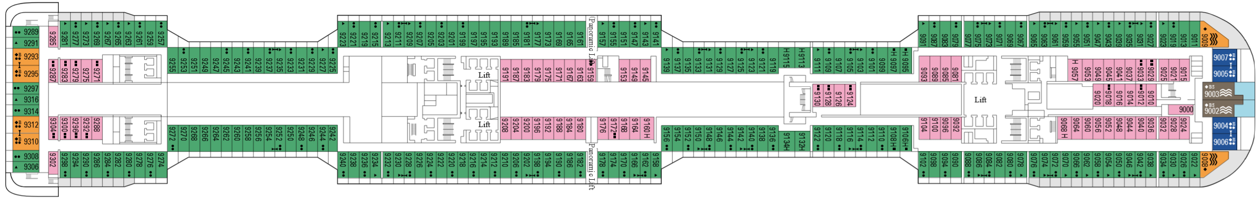 Deck 9 plan on MSC Grandiosa