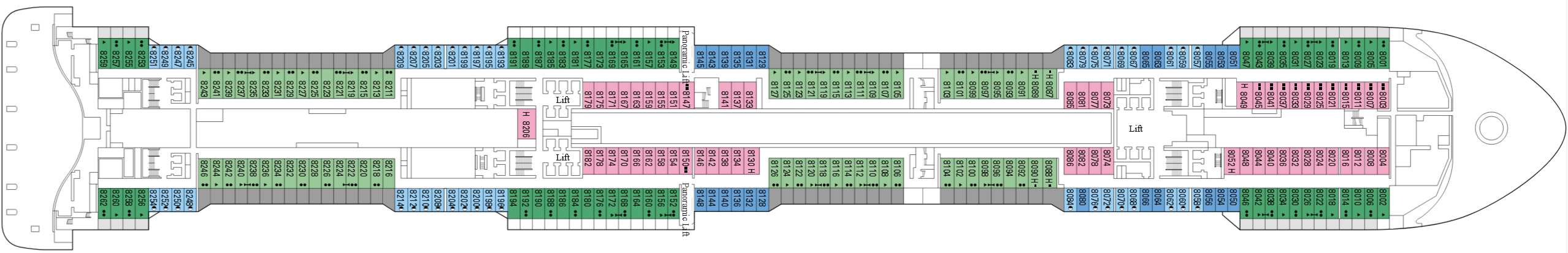 Deck 8 plan on MSC Grandiosa