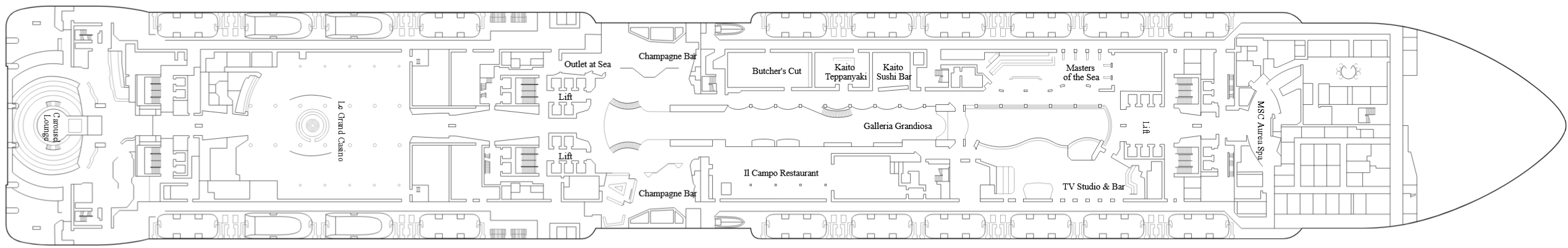 Deck 7 plan on MSC Grandiosa