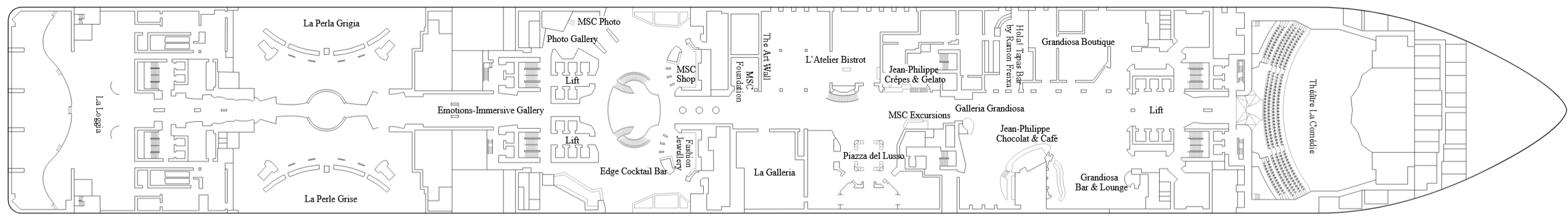 Deck 6 plan on MSC Grandiosa