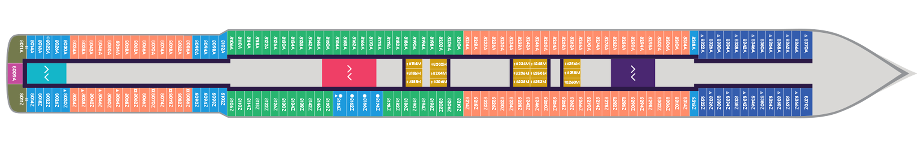 Deck 8 plan on Scarlet Lady