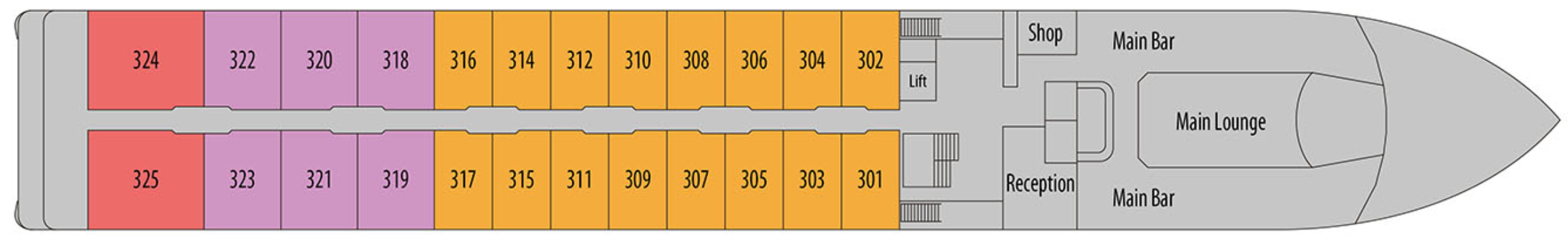 Upper Deck plan on MS Douro Splendour