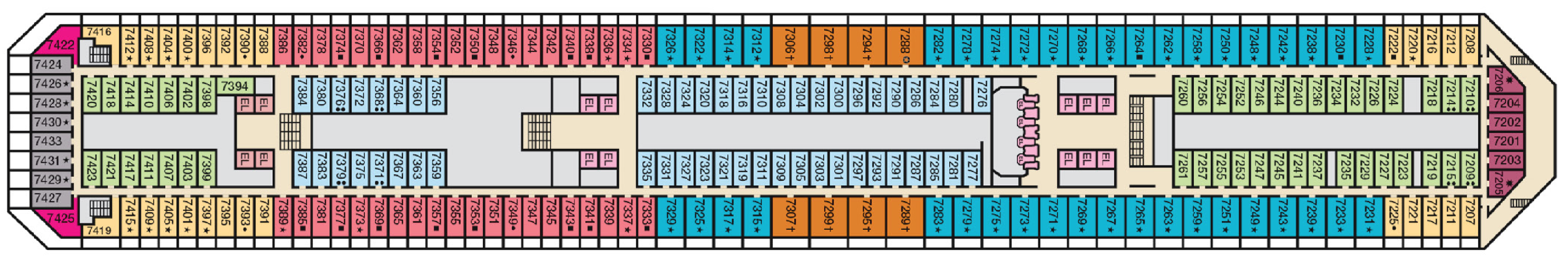 Deck 7 plan on Carnival Sunrise