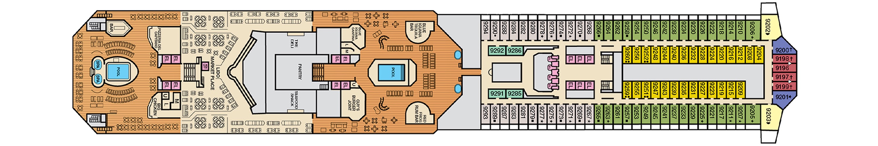 Deck 9 plan on Carnival Radiance