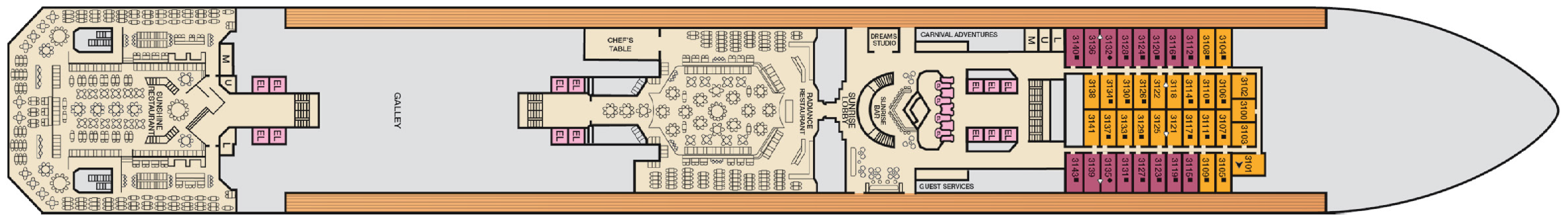 Deck 3 plan on Carnival Sunrise