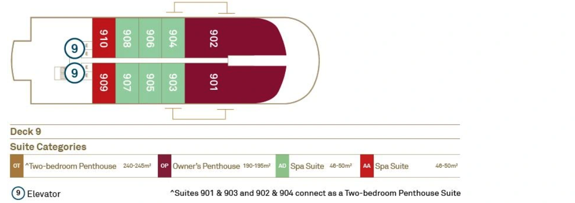 Deck 9 plan on Scenic Eclipse II