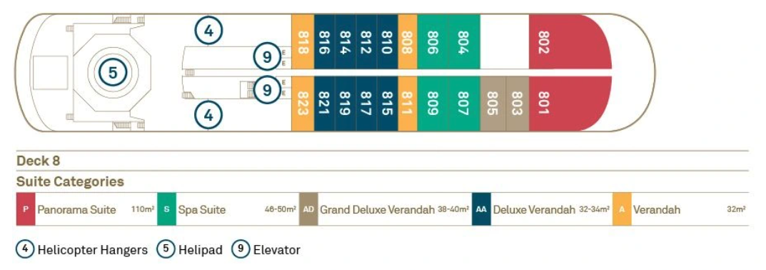 Deck 8 plan on Scenic Eclipse II