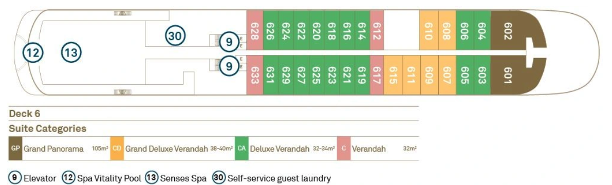 Deck 6 plan on Scenic Eclipse II