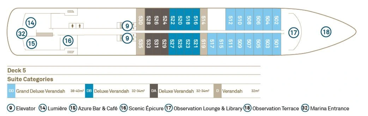 Deck 5 plan on Scenic Eclipse II