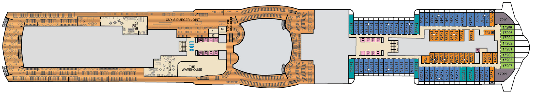 Deck 17 plan on Carnival Mardi Gras