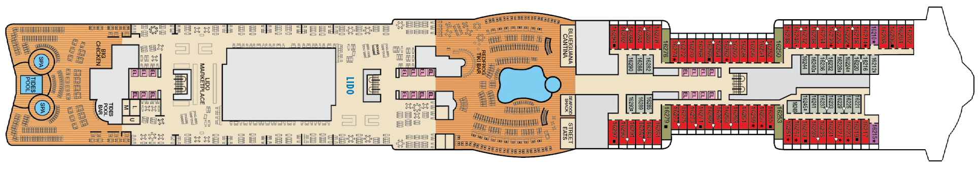 Deck 16 plan on Carnival Mardi Gras