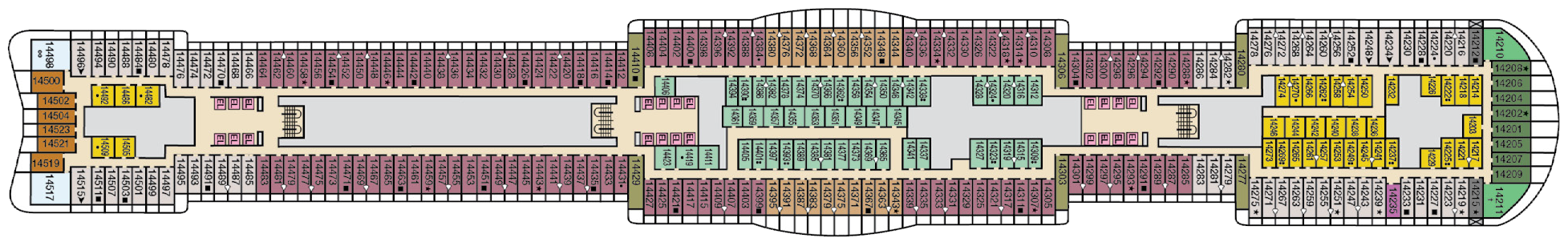 Deck 14 plan on Carnival Mardi Gras