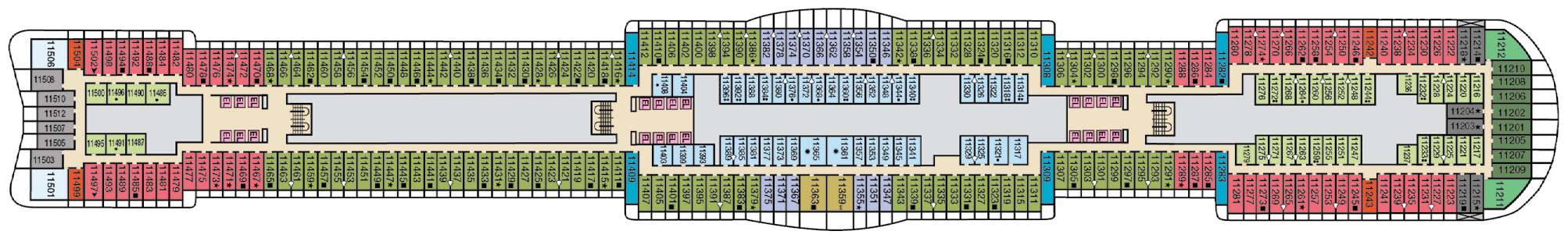 Deck 11 plan on Carnival Mardi Gras